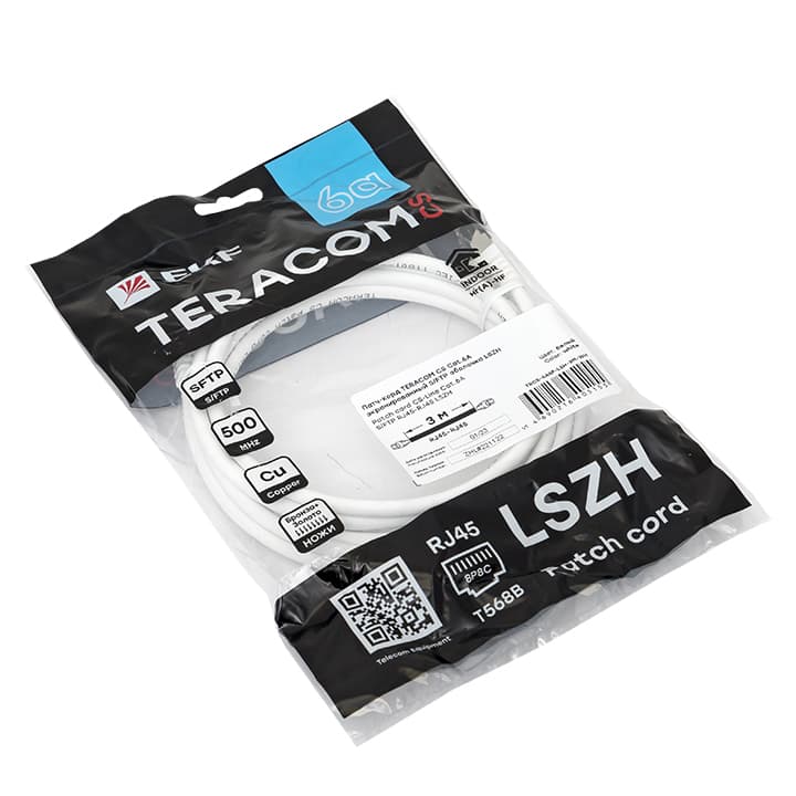 EKF Патч-корд TERACOM CS Cat.6A экранированный S/FTP оболочка LSZH белый (3,0м) — миниатюра 4