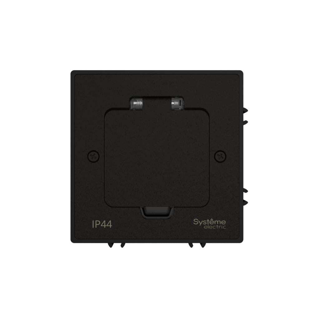 Systeme Elecrtic MultiDesk Чёрный матовый Лючок на 2 модуля IP44 с монтажной коробкой для бетонных полов , тип MDK20 — миниатюра 2