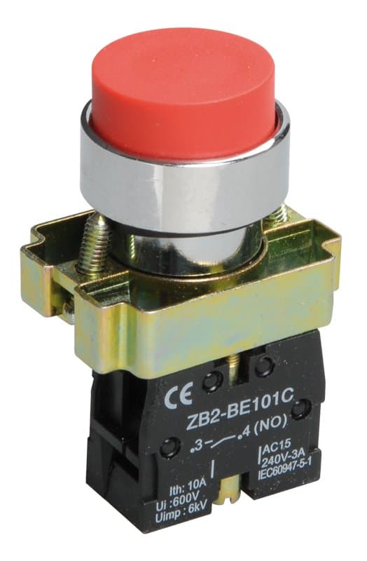 IEK LAY5 Кнопка управления LAY5-BL41 без подсветки красная 1з — миниатюра 1