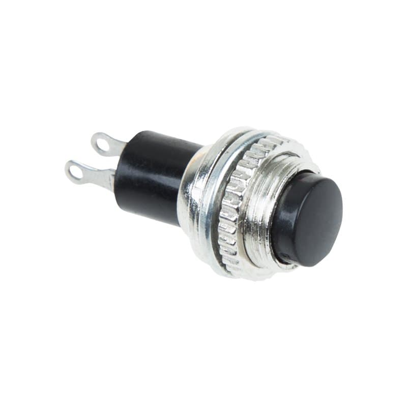 Выключатель-кнопка металл 220V 2А (2с) (ON)-OFF Ø10.2 черная Mini Rexant 36-3330