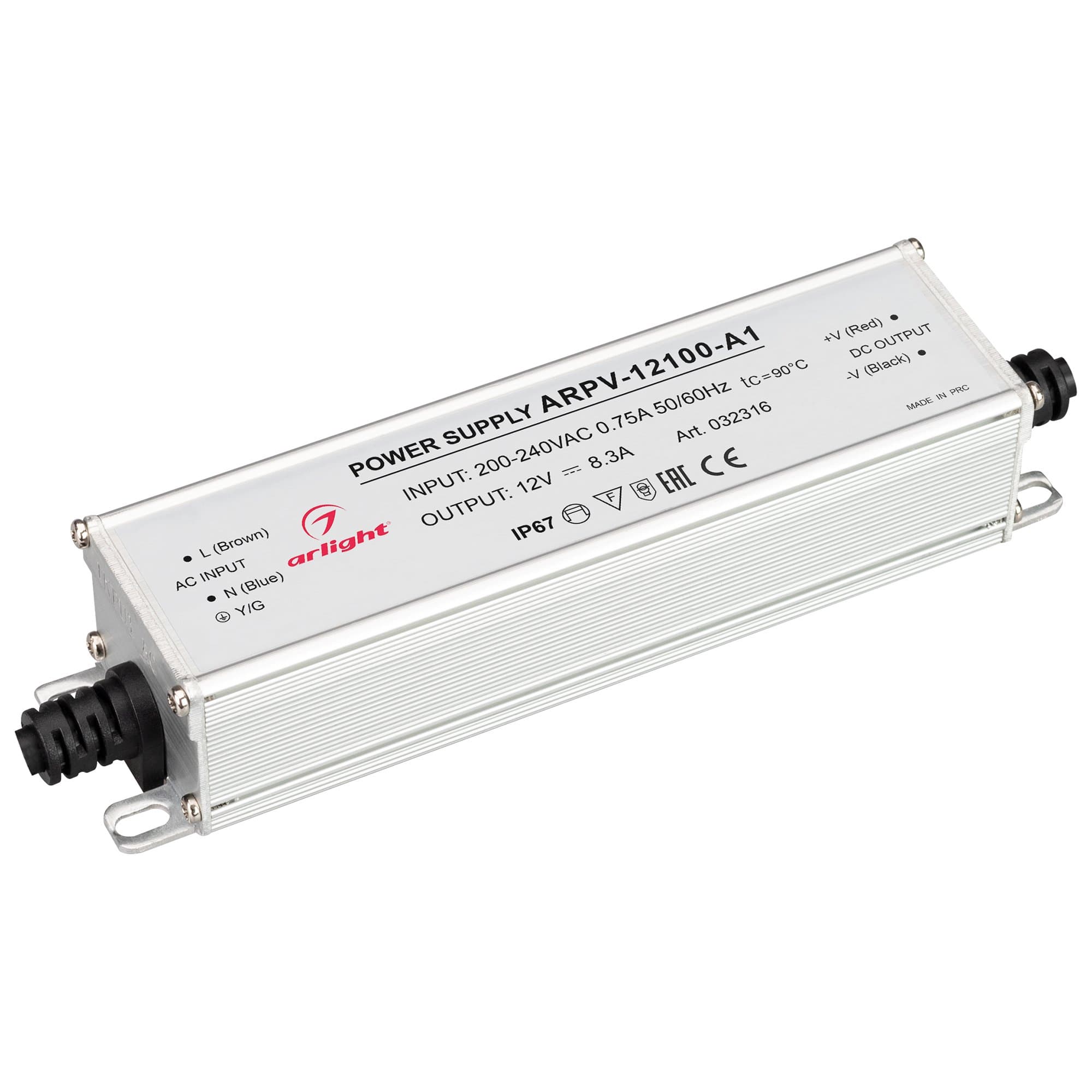 Arlight Блок питания ARPV-12100-A1 (12V, 8.3A, 100W) (IP67 Металл, 3 года) 032316 — миниатюра 1