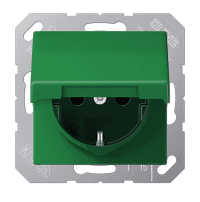 JUNG SCHUKO®-розетка 16 A / 250 B ~ с защитой от детей и крышкой, зелёная AS1521BFKIKLGN
