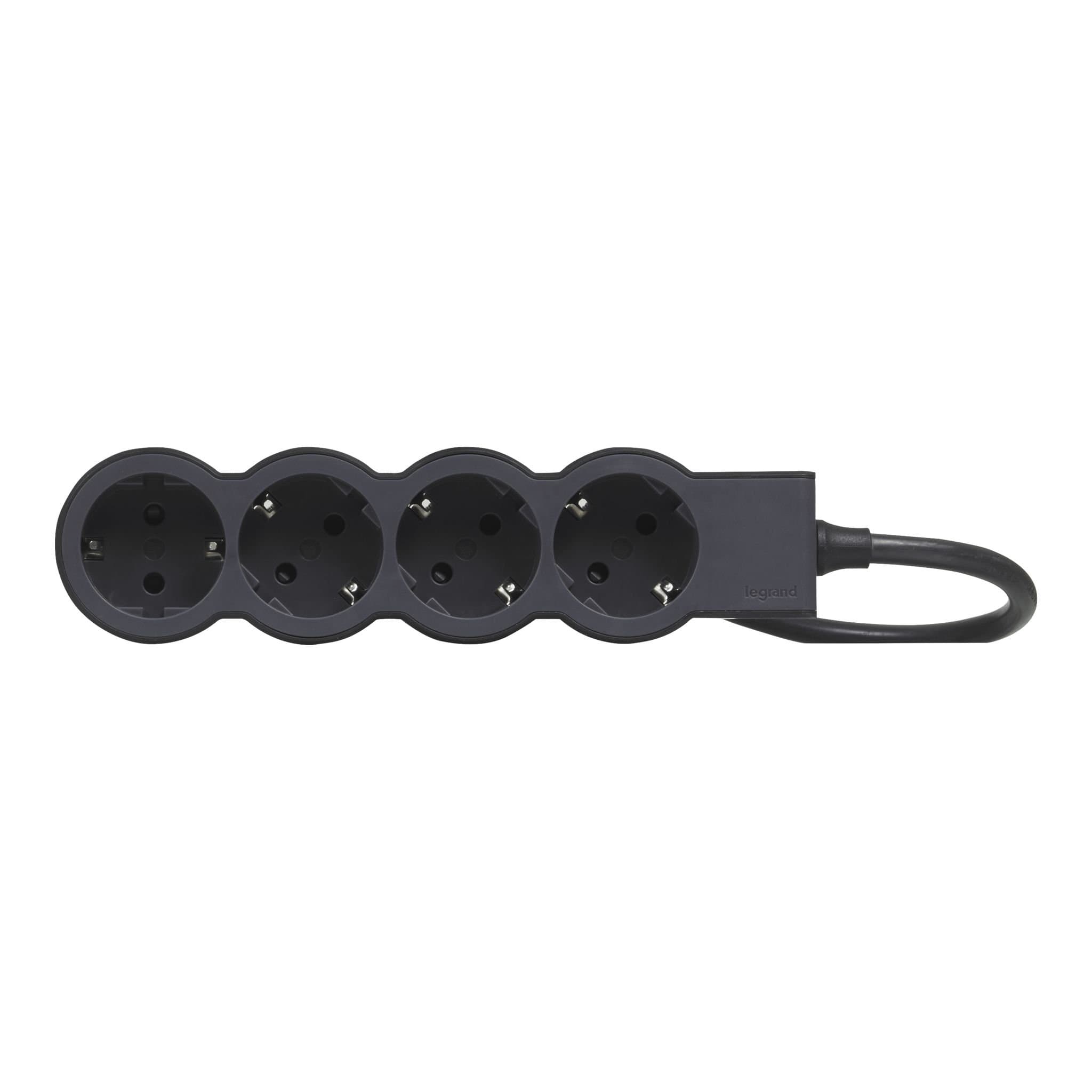 Legrand Revolution Стандарт Черный Удлинитель 4x2К+З, кабель 1,5м 694553 — миниатюра 2