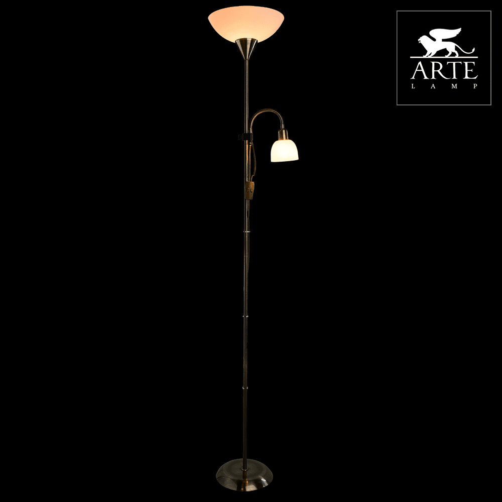 Arte Lamp Duetto Бронза/Белый Торшер 60W/25W E14/E27 A9569PN-2AB — миниатюра 2