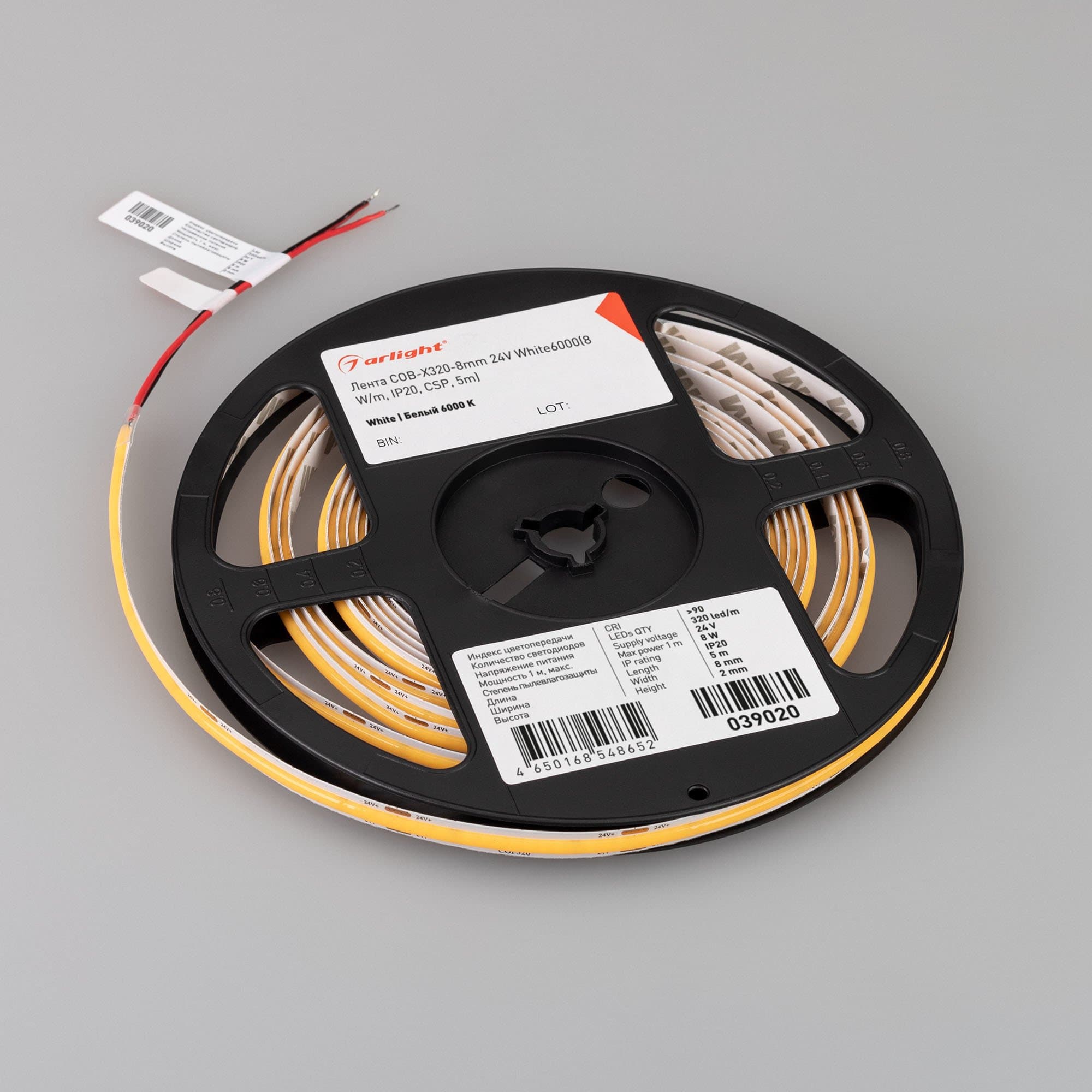 Arlight Лента COB-X320-8mm 24V White6000(8 W/m, IP20, CSP, 5m) (-) 039020 — миниатюра 5