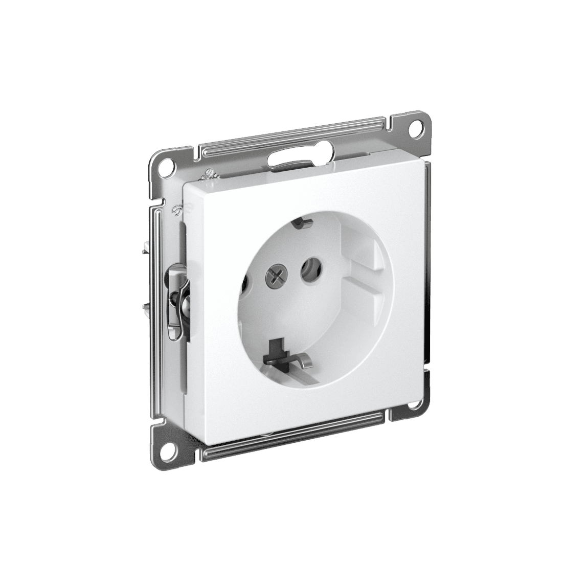 Systeme Electric AtlasDesign Белый Розетка с заземлением, 16А, мех., быстрозажим. клем.