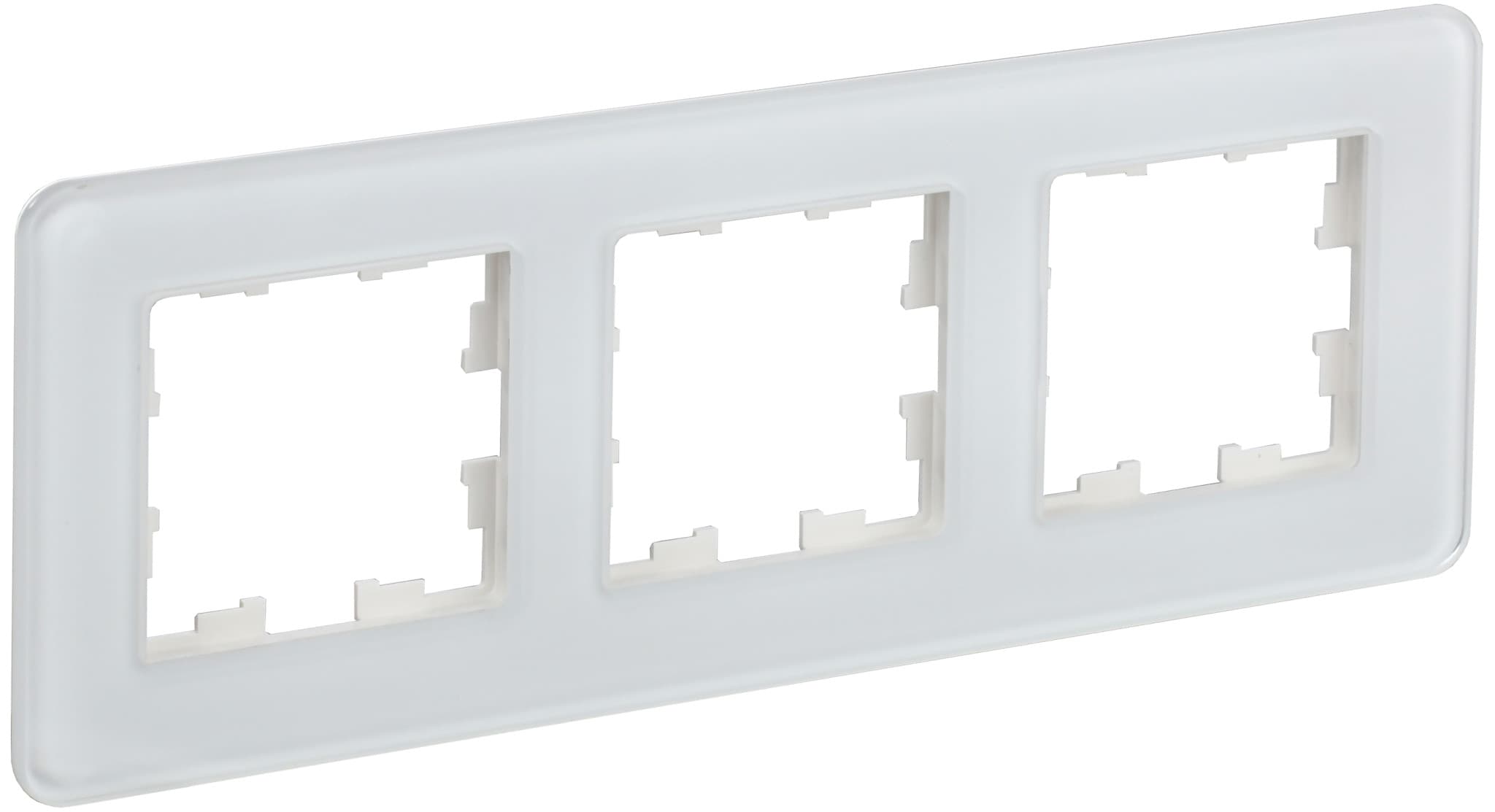 IEK BRITE DECOR Белый матовый стекло скругл.угол Рамка 3-м РУ-3-2-Бр RE
