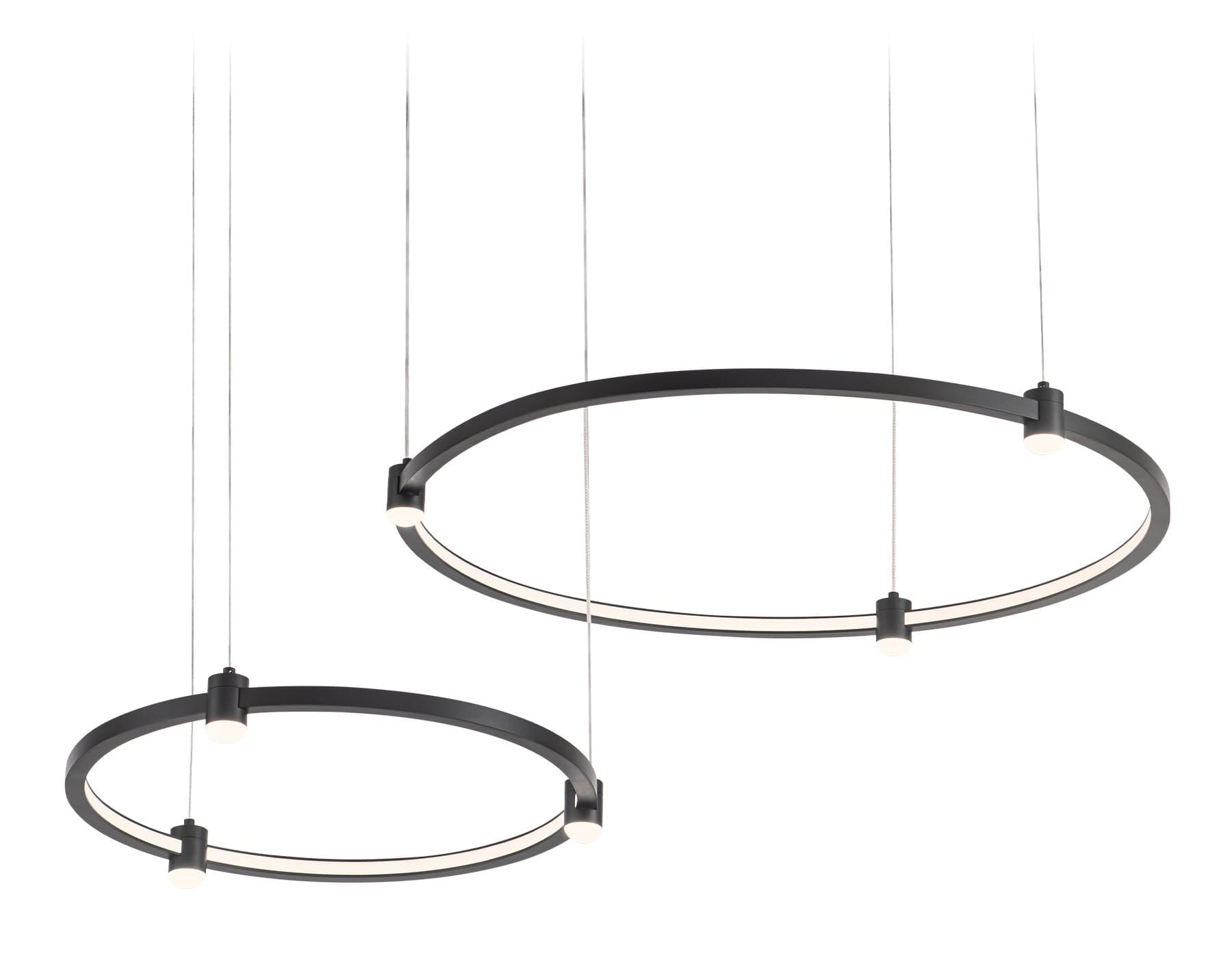 Ambrella Светильник подвесной светодиодный FL5525/2+6 BK черный 45W 3000K/4200K/6400K D600/400*1300 (без ПДУ) — миниатюра 1