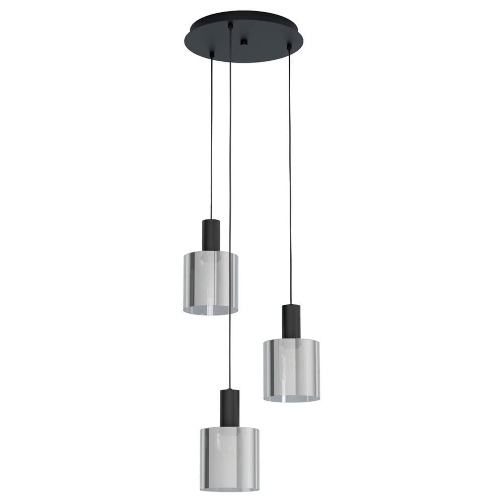 Eglo 98754 Подвес GOROSIBA, 3х40W(E27), Ø410, H1300, сталь, черный/стекло с напыл., черный-прозрач.