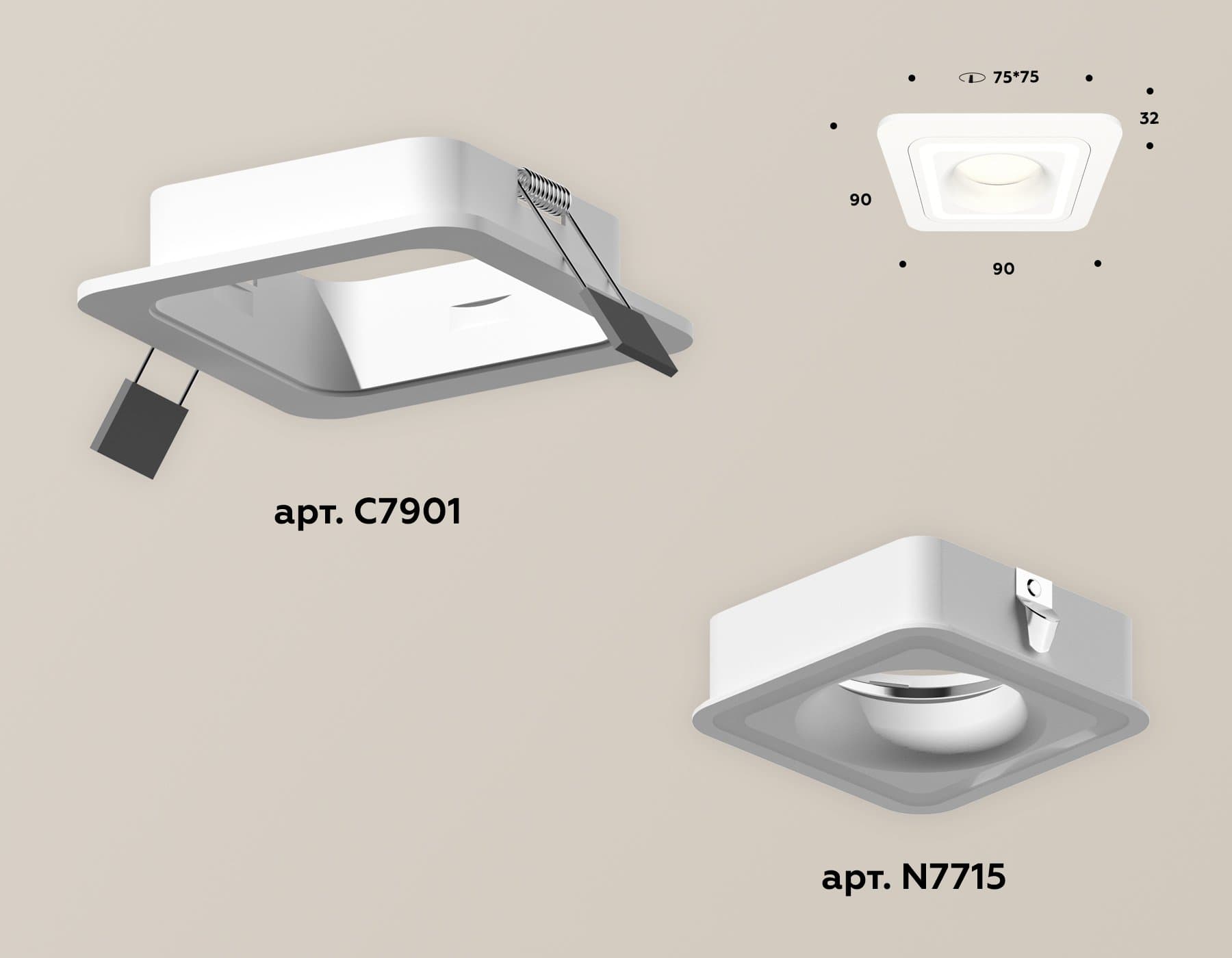 Ambrella Комплект встраиваемого светильника XC7901011 SWH белый песок MR16 GU5.3 (C7901, N7715) — миниатюра 2