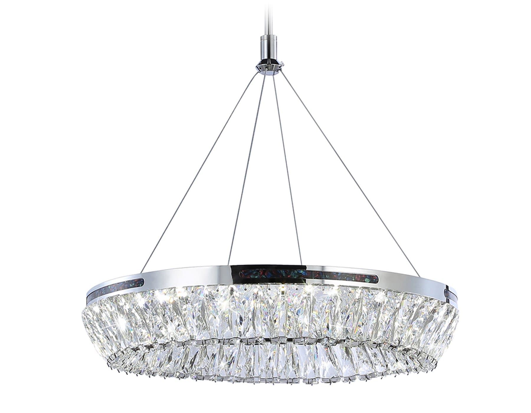 Ambrella Подвесная светодиодная люстра с хрусталем TR5022 CH/CL хром/прозрачный 3000K/4200K/6400K 47W D500*540 (Без ПДУ)