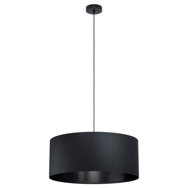 Eglo 99043 Подвес MASERLO 1, 1x40W(E27), 530, сталь, черный/текстиль, черный — миниатюра 1