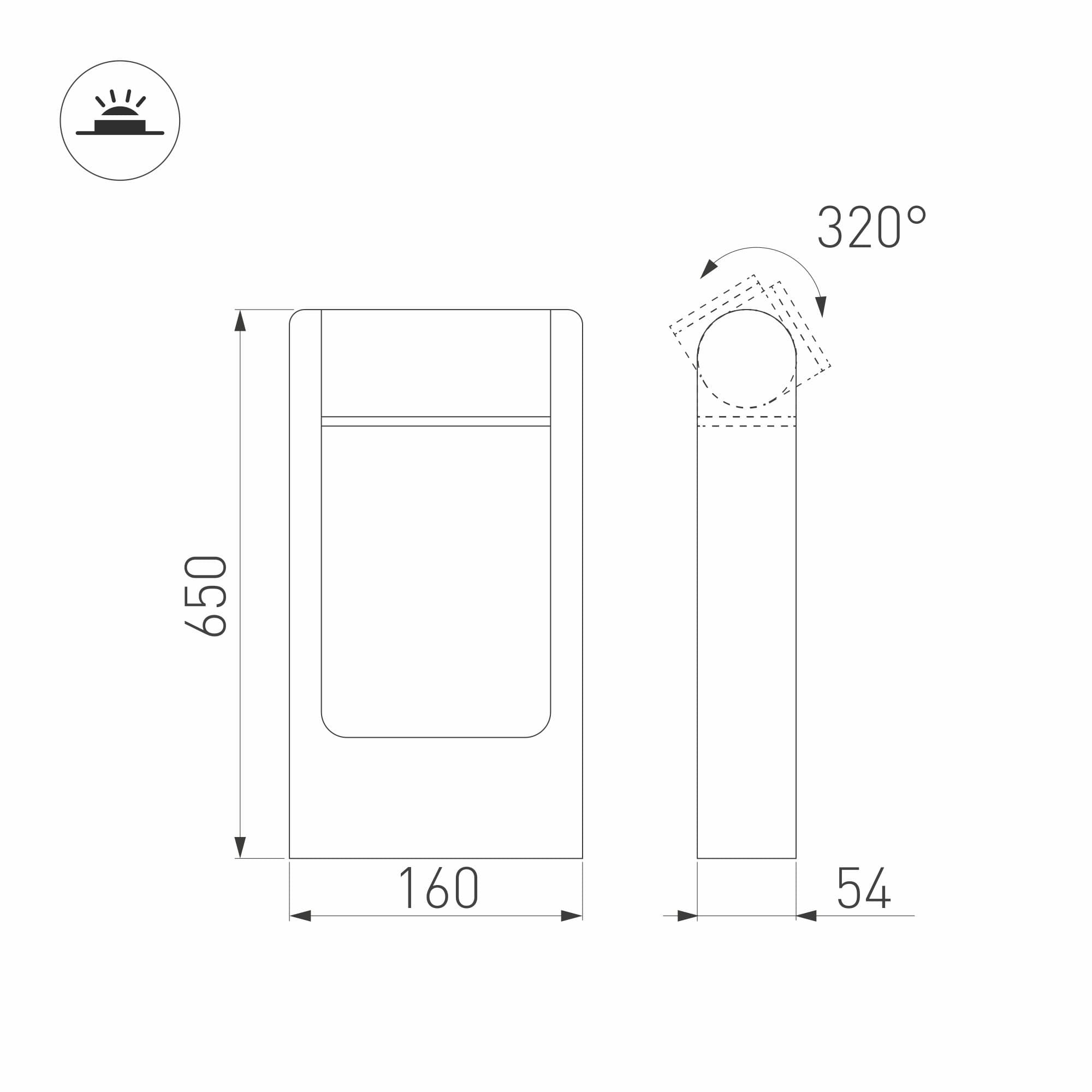 Arlight Светильник LGD-PATH-FRAME-ROTARY-H650-6W Warm3000 (GR, 111 deg, 230V) (IP65 Металл, 3 года) 029436(1) — миниатюра 2