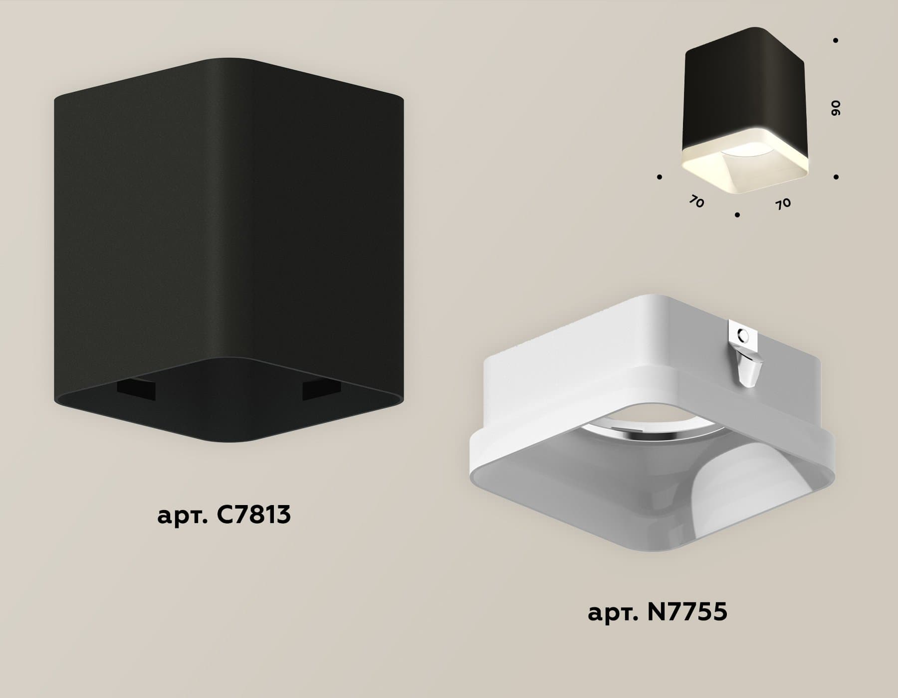 Ambrella Комплект накладного светильника с акрилом XS7813021 SBK/FR черный песок/белый матовый MR16 GU5.3 (C7813, N7755) — миниатюра 3