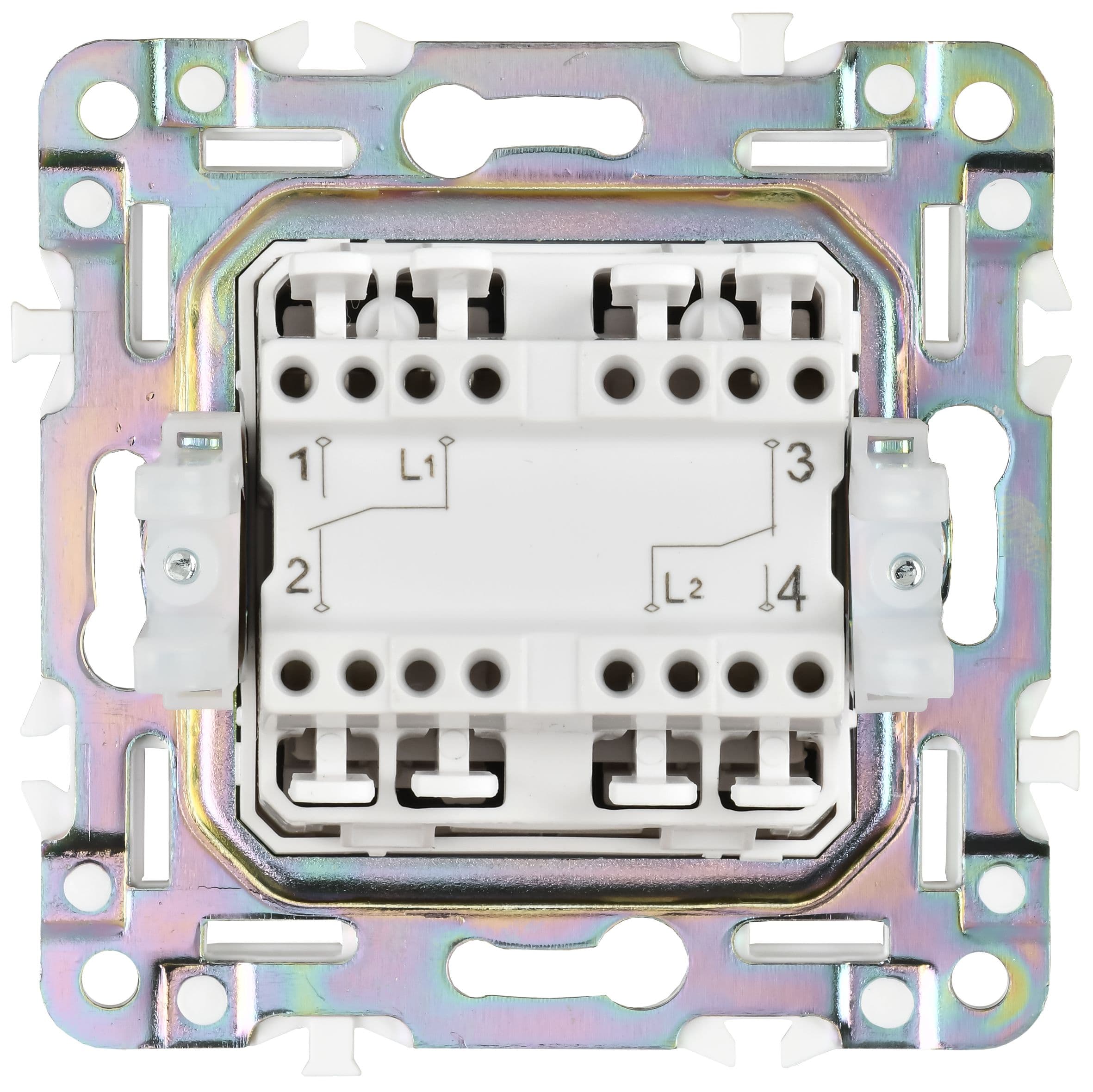 IEK SKANDY Никель Выключатель 2-клавишный проходной 10А SK-V05N — миниатюра 3