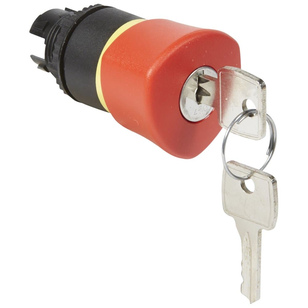 Legrand Osmoz Кнопка с грибовидным толкателем ∅ 40 с ключем № 455 для экстр. отключения без подсв. красный 023892