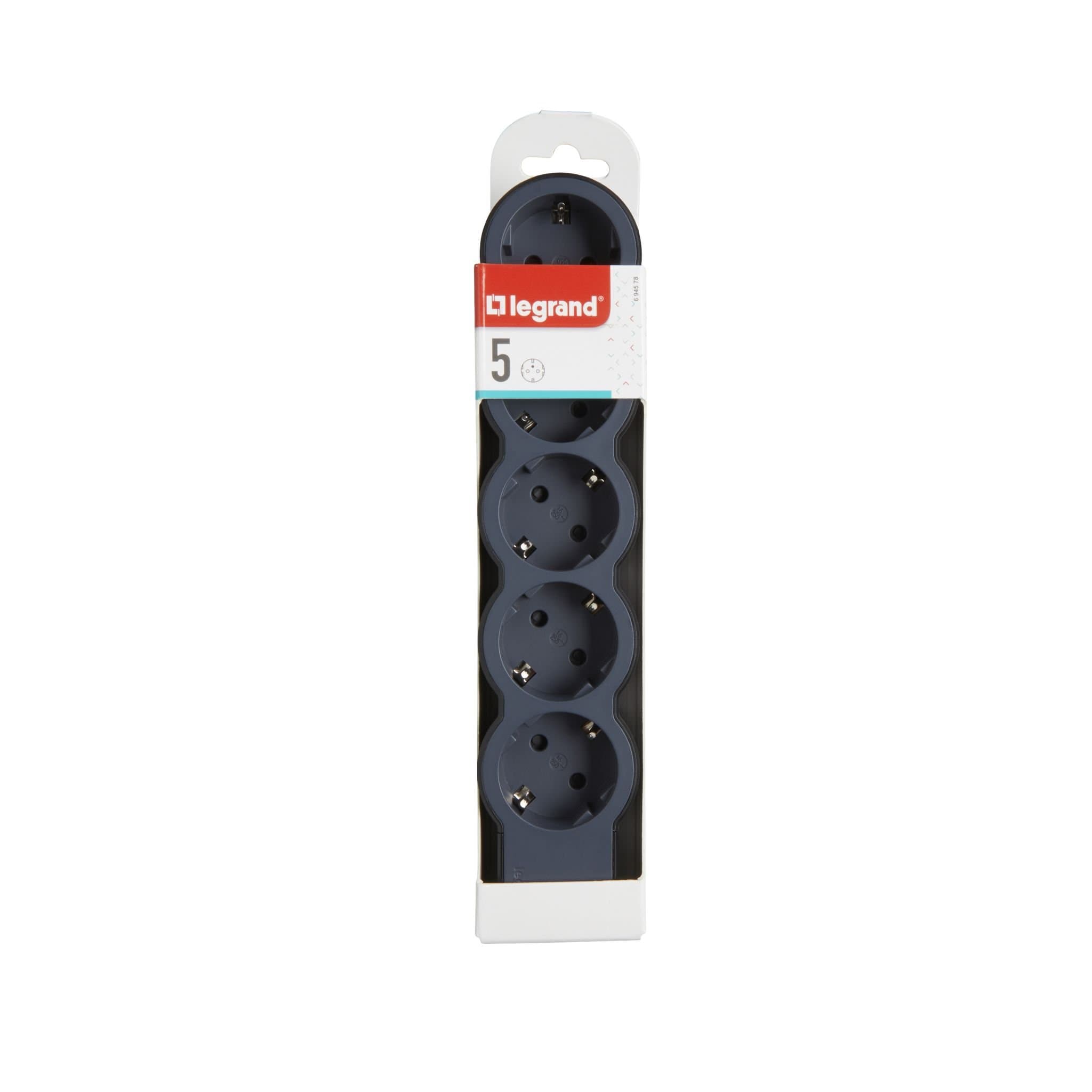 Legrand Revolution Стандарт Черный Удлинитель 5x2К+З, без кабеля 694578 — миниатюра 2