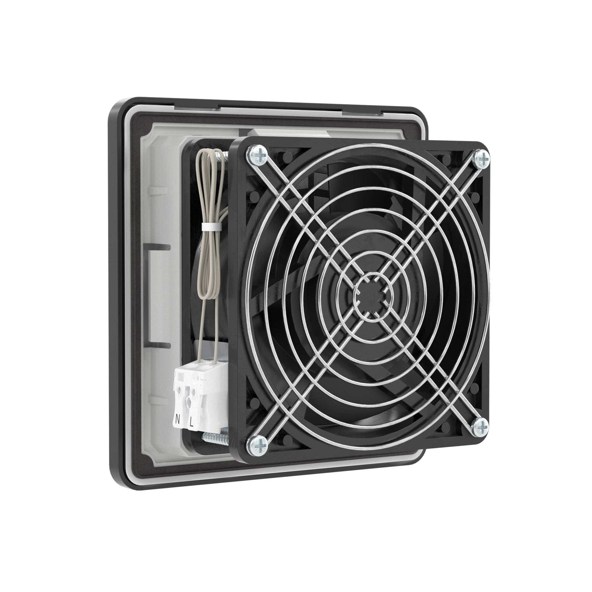 DKC Вентилятор с фильтром RV 50 м3/ч, 24 В DC, 150x150 мм, IP54, RAL9005 — миниатюра 2