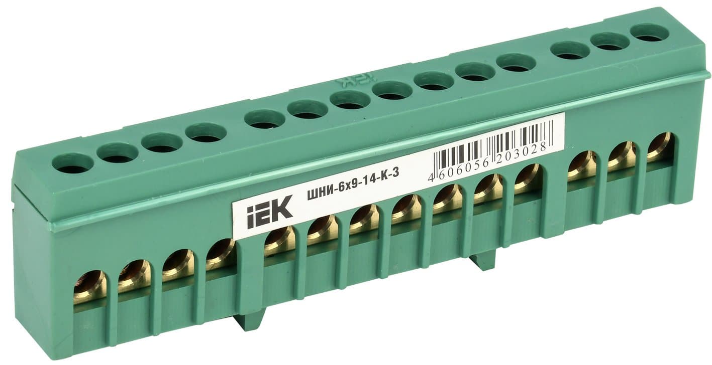 IEK Шина PE земля в корп изол на DIN-рейку ШНИ-6х9-14-К-З — миниатюра 1
