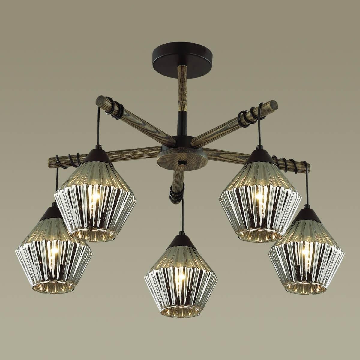 Lumion 4564/5C COUNTY LN21 черный, дерево Люстра потолочная E27 5*60W 220V JUSTINE — миниатюра 4