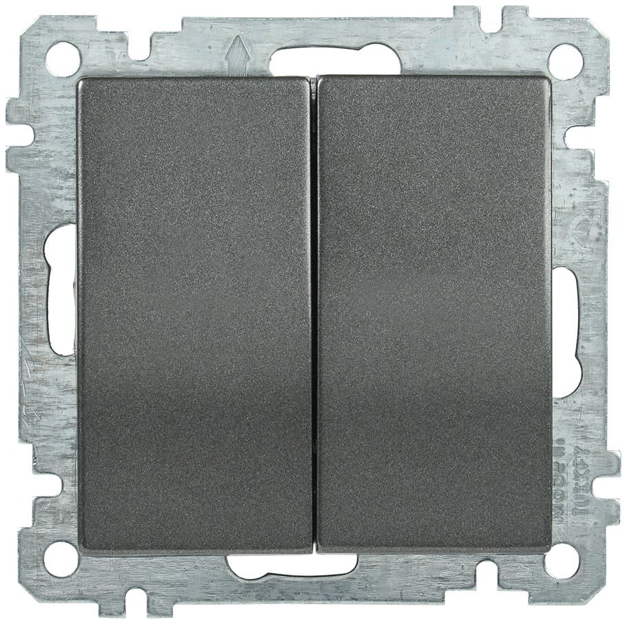 IEK ВС10-2-0-Б Выключатель двуклавишный 10А BOLERO антрацит EVB20-K95-10