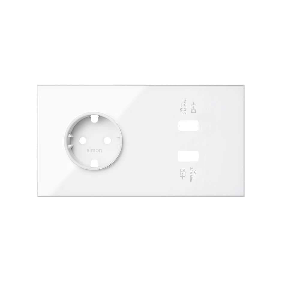 Simon 100 Белый глянец Кит 2 поста, фронт. Накладка на 1 розетку Schuko + 2 з/у USB SC 10020210-130