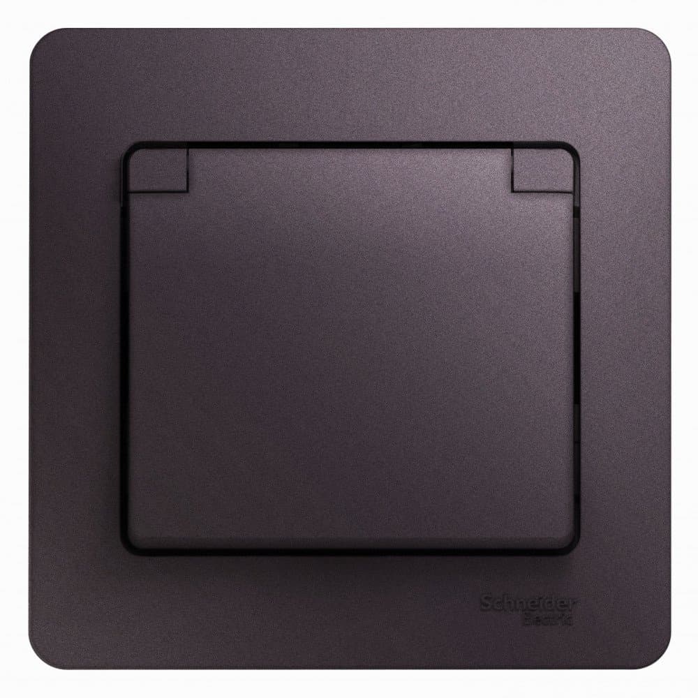 Systeme Electric Glossa Сиреневый туман Розетка с/з со шторками с крышкой IP20 (в сборе) — миниатюра 2