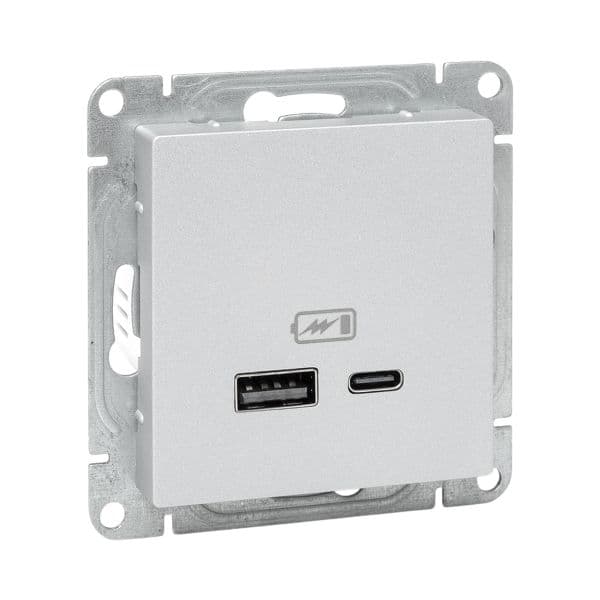EKF Механизм розетки USB-A+С, алюминий Эпика