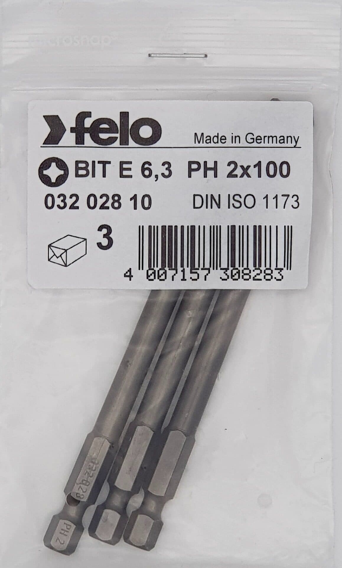 Felo Бита крестовая серия Industrial PH 2X100, 3 шт 03202810 — миниатюра 2