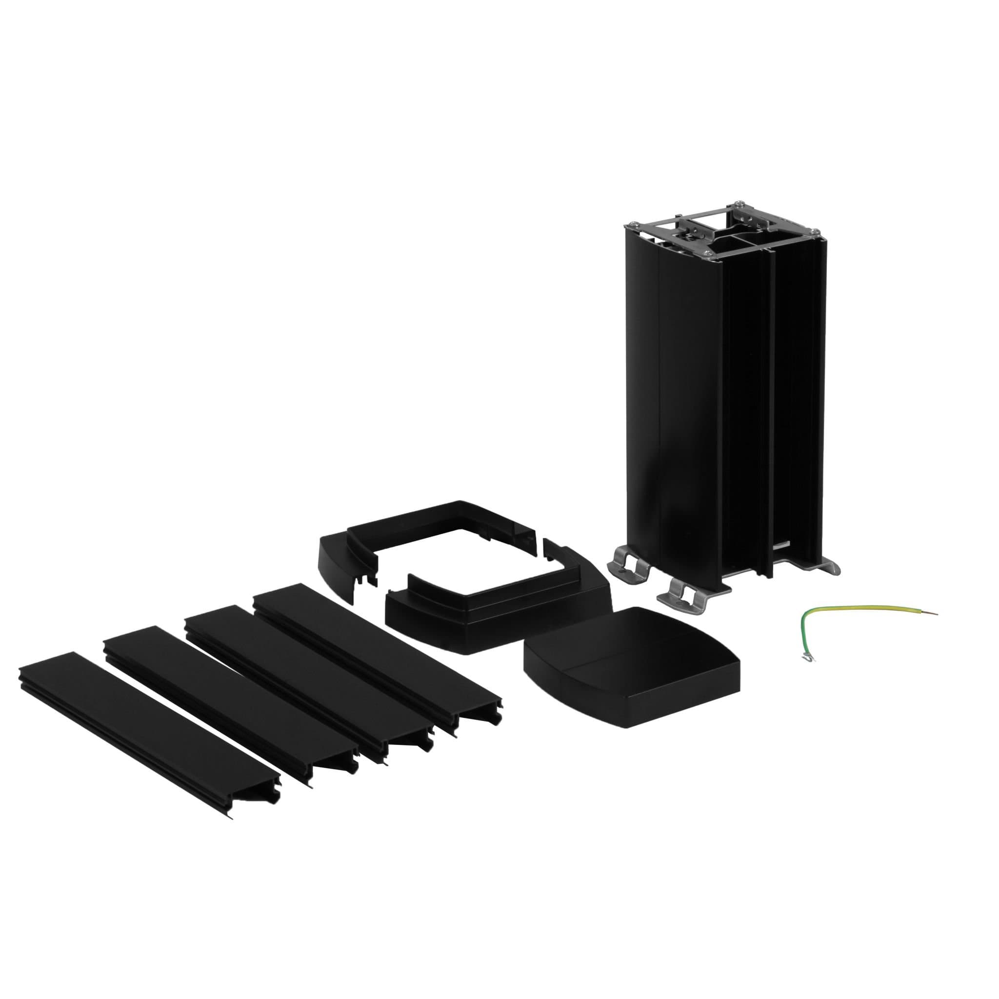 Legrand Snap-On мини-колонна алюминиевая с крышкой из пластика 4 секции, высота 0,3 метра, цвет черный 653042 — миниатюра 2