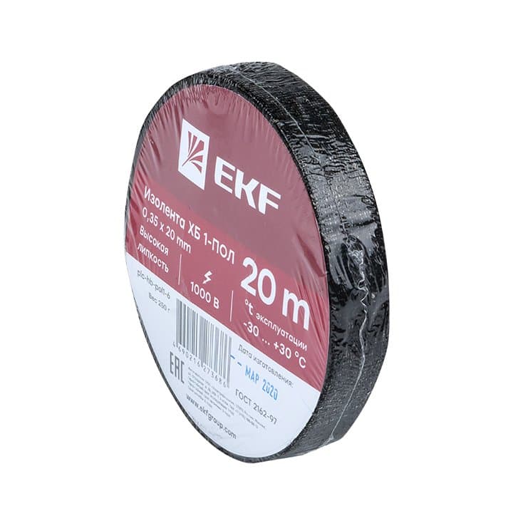 EKF PROxima Изолента ХБ 1-ПОЛ 20мм/20м (250г) — миниатюра 2