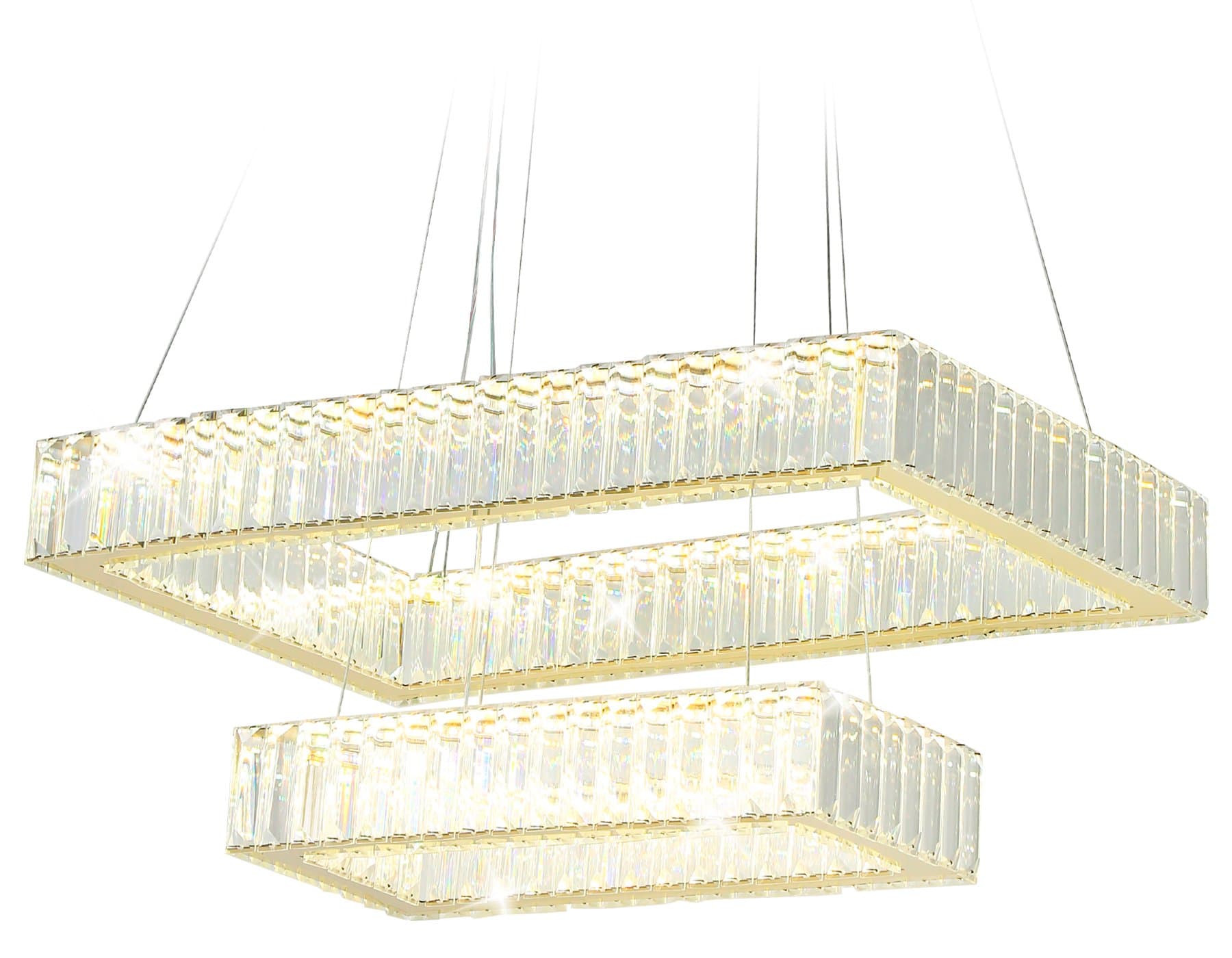 Ambrella Подвесная светодиодная люстра с хрусталем TR5007/2 GD/CL золото/прозрачный 90W 3000K/4200K/6400K 600*400*950 (Без ПДУ)