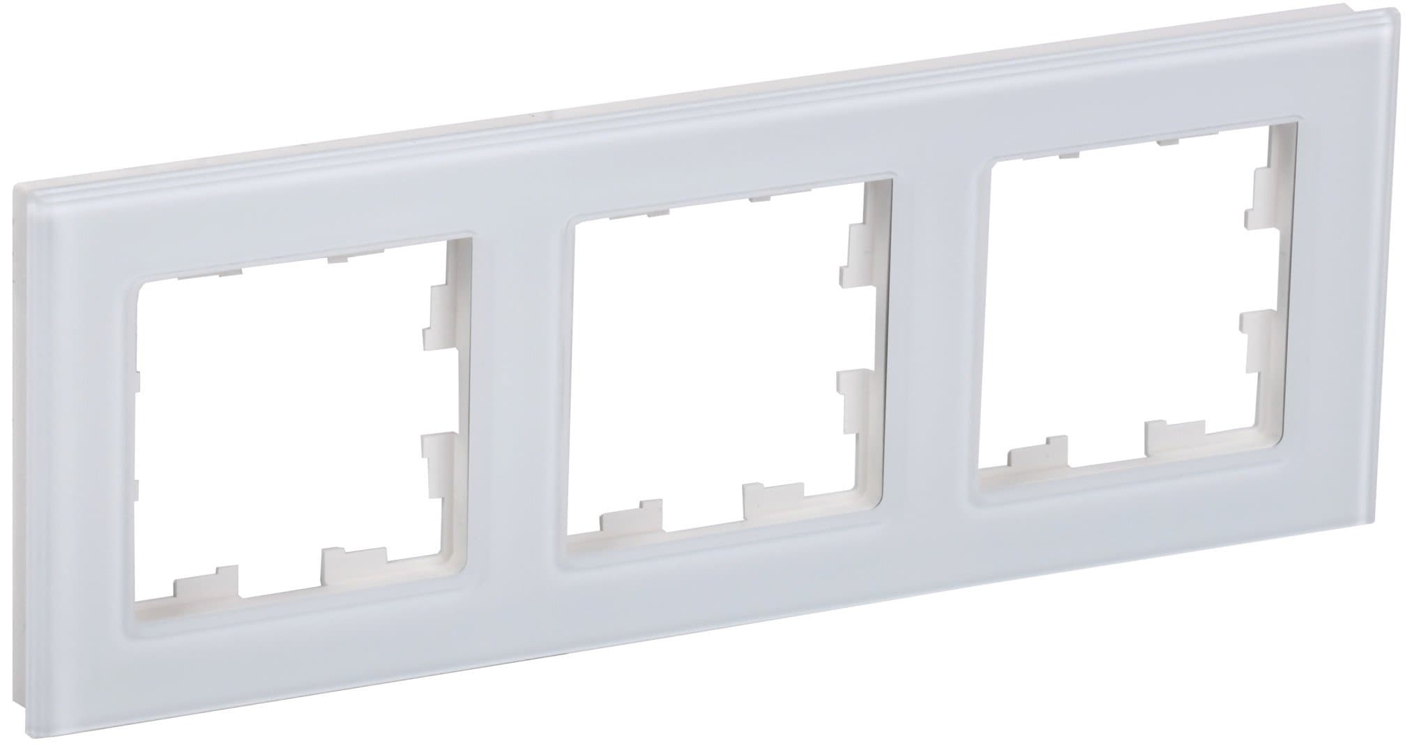 IEK BRITE DECOR Белый глянец стекло Рамка 3-м РУ-3-2-БрБ