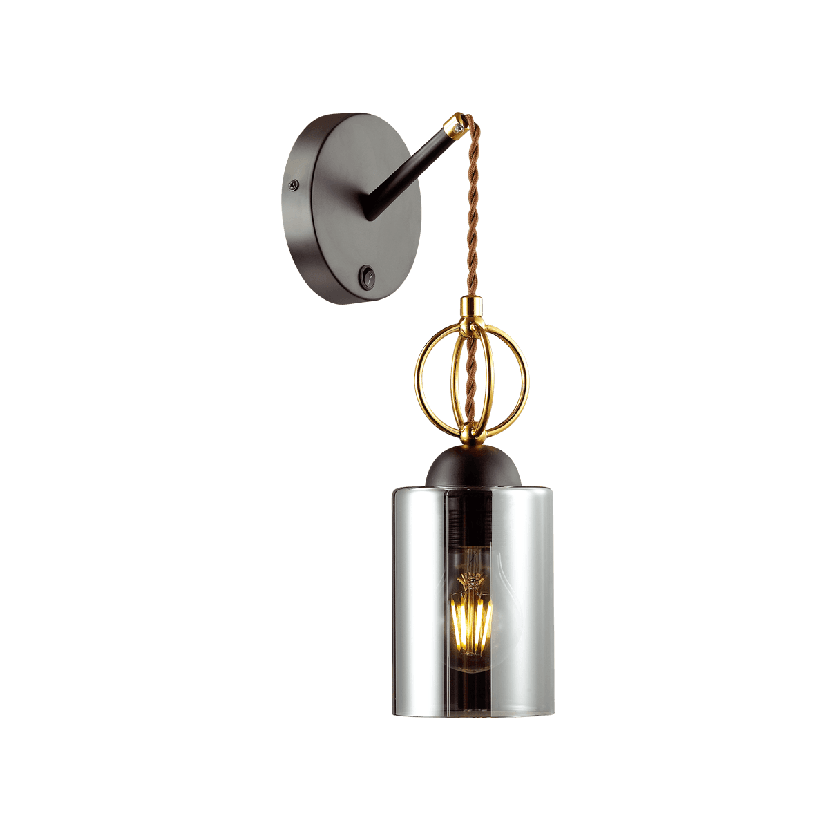 Odeon Light 4657/1W ODL20 575 черный/золотой/дымчатый Бра с выкл. E27 60W 220V OPIKA — миниатюра 2