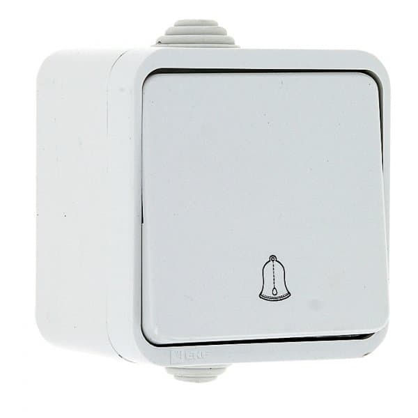 EKF PROxima Прага Кнопка звонка 1-клавишная 10А IP44 белая EKZ10-026-10-44 — миниатюра 1