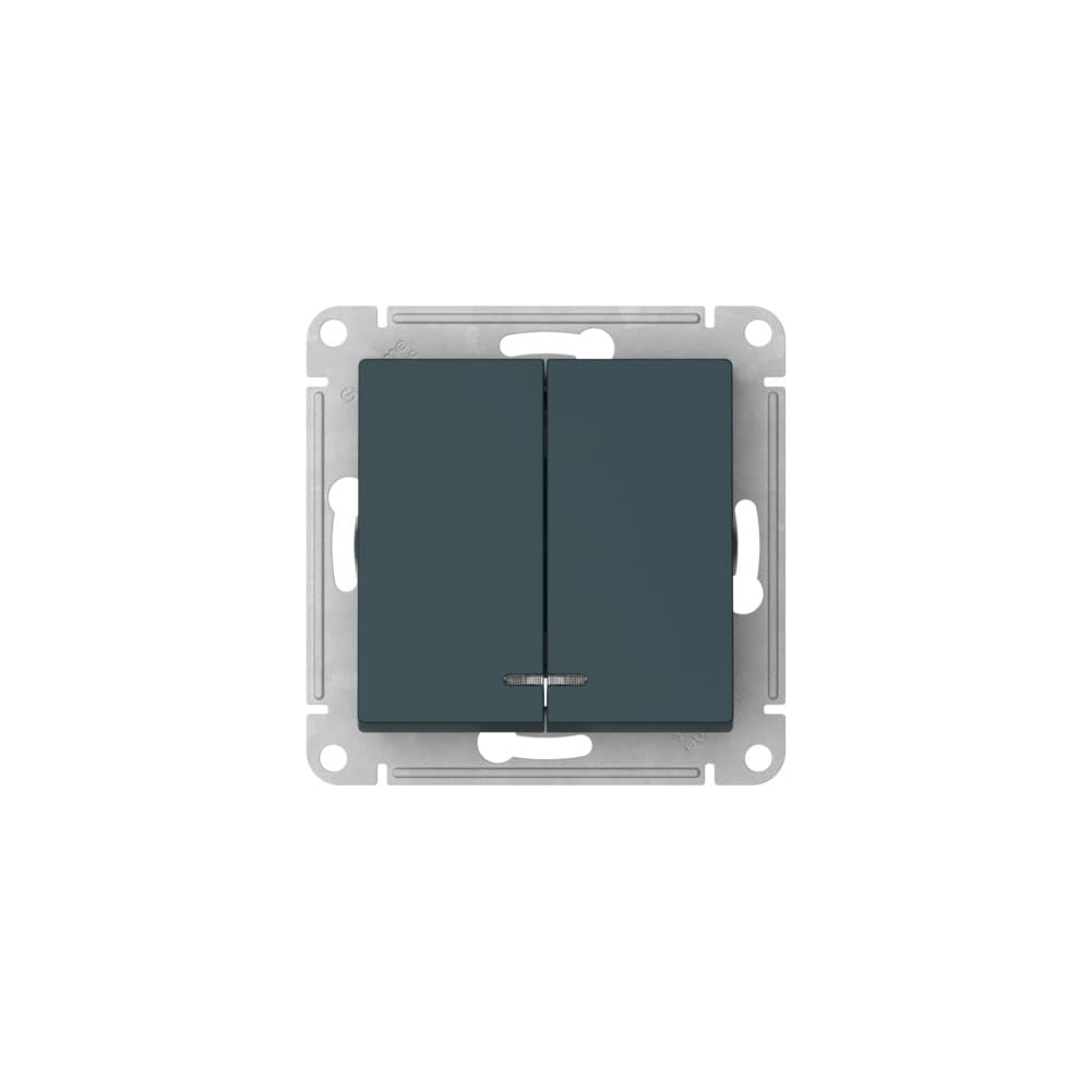 Systeme Electric AtlasDesign Изумруд Выключатель 2-клавишный с подсвет.,сх.5а, 10АХ,мех., быстрозажим. клем. — миниатюра 3