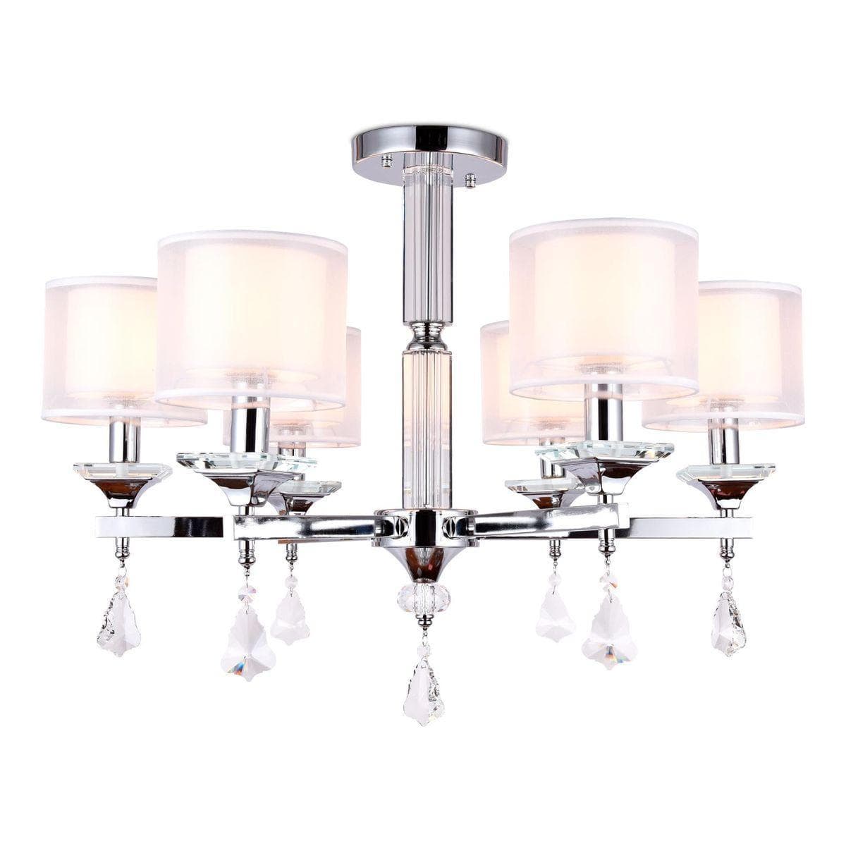 Ambrella Подвесная люстра с хрусталем TR4533/6 CH/WH хром/белый E14/6 max 40W D700*560 — миниатюра 1