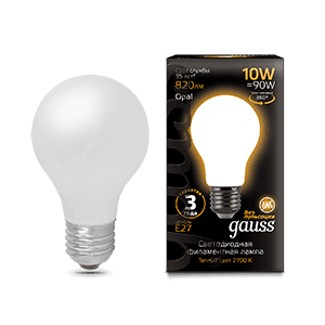 Gauss Лампа Filament А60 10W 820lm 2700К Е27 milky LED 102202110 — миниатюра 1