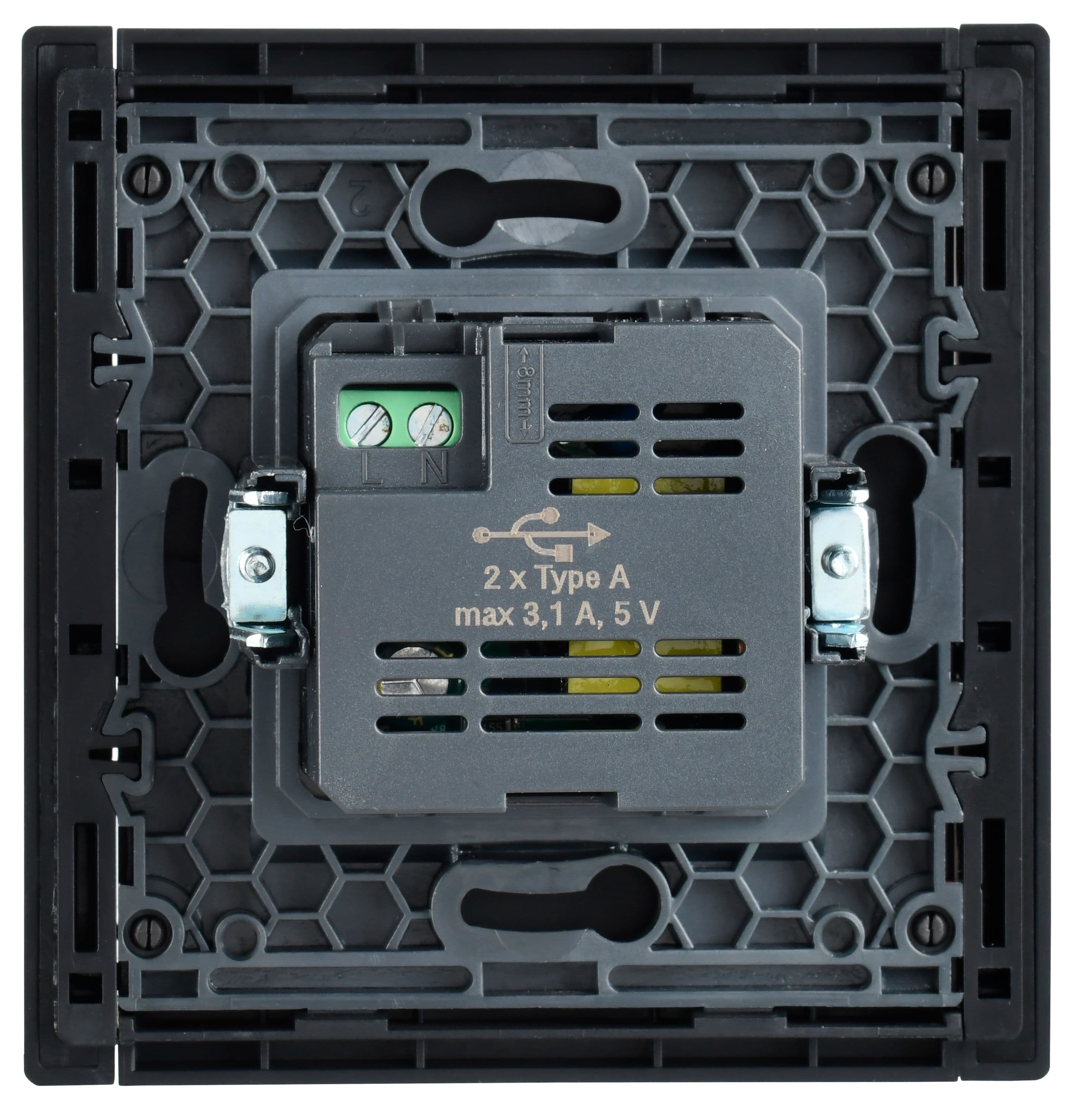 IEK FORTE&PIANO Черный Розетка USB A+A 3,1А FP149 — миниатюра 3