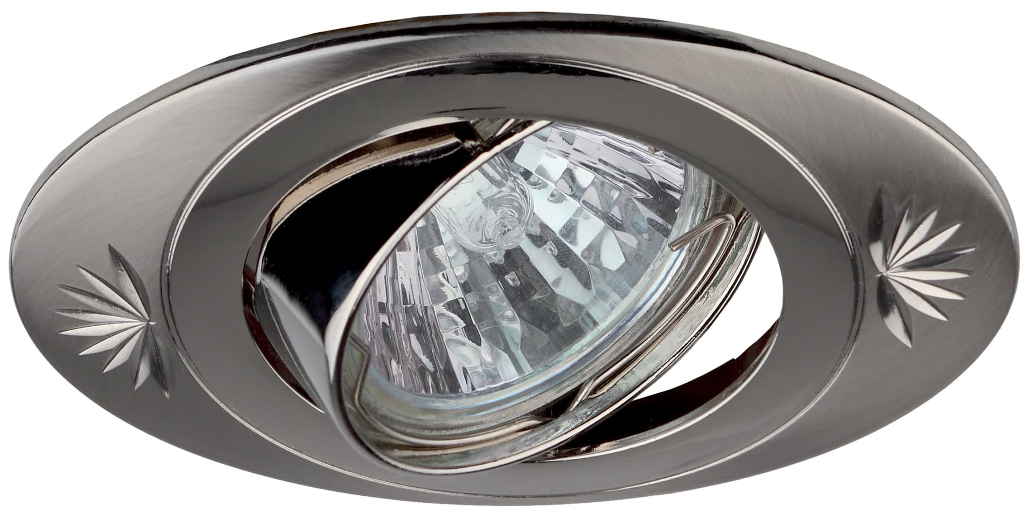 ЭРА KL4A SN/N Светильник литой овал пов. с гравировкой MR16,12V/220V, 50W сатин никель/никель (5/100