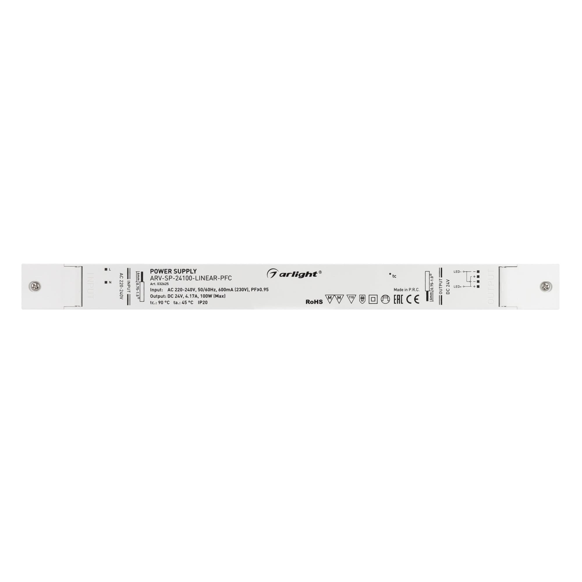 Arlight Блок питания ARV-SP-24100-LINEAR-PFC (24V, 4.17A, 100W) (IP20 Пластик, 5 лет) 032625 — миниатюра 2