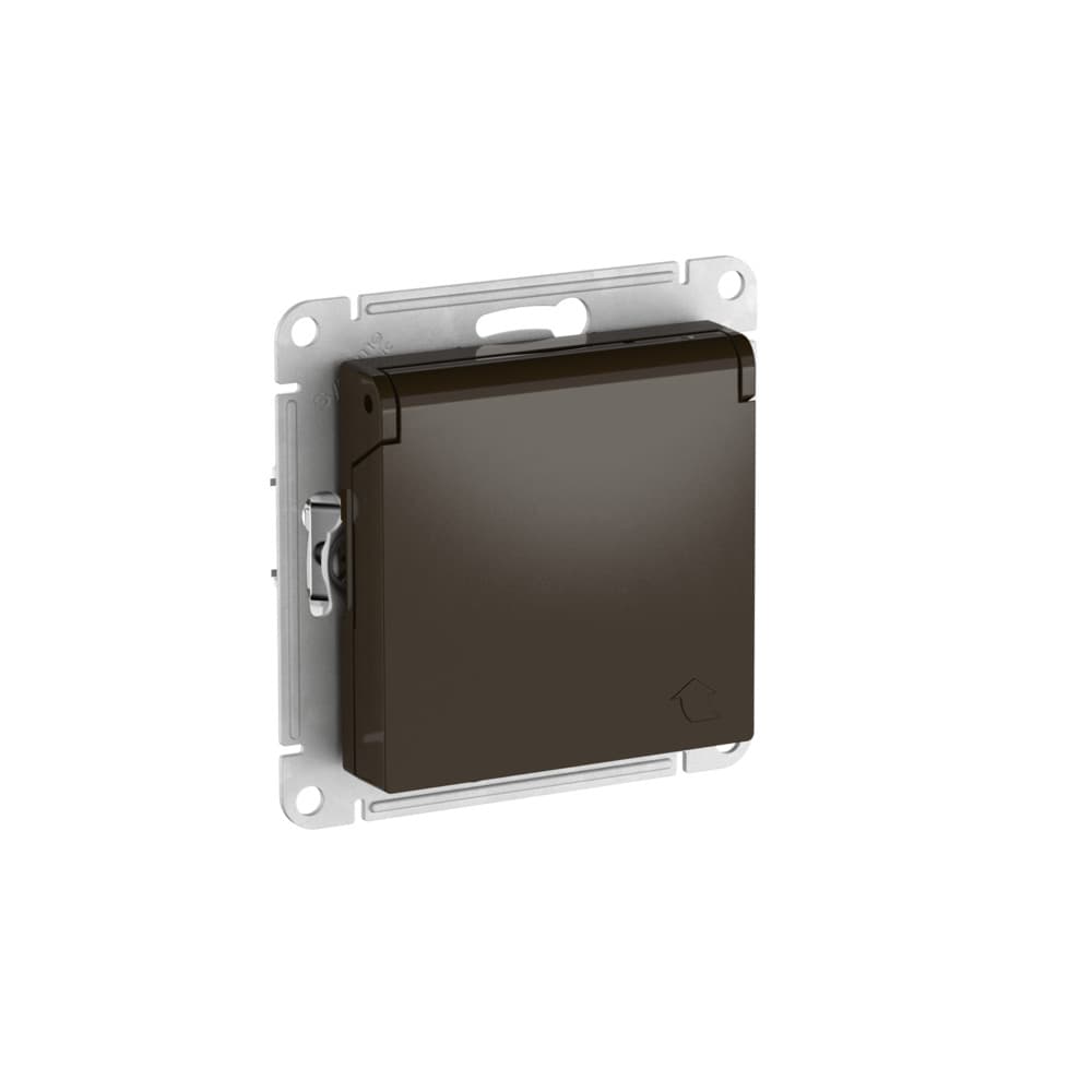Systeme Electric AtlasDesign Мокко Розетка с заземл. со шторк. с крышкой, 16А,IP20,мех., быстрозажим. клем. — миниатюра 4