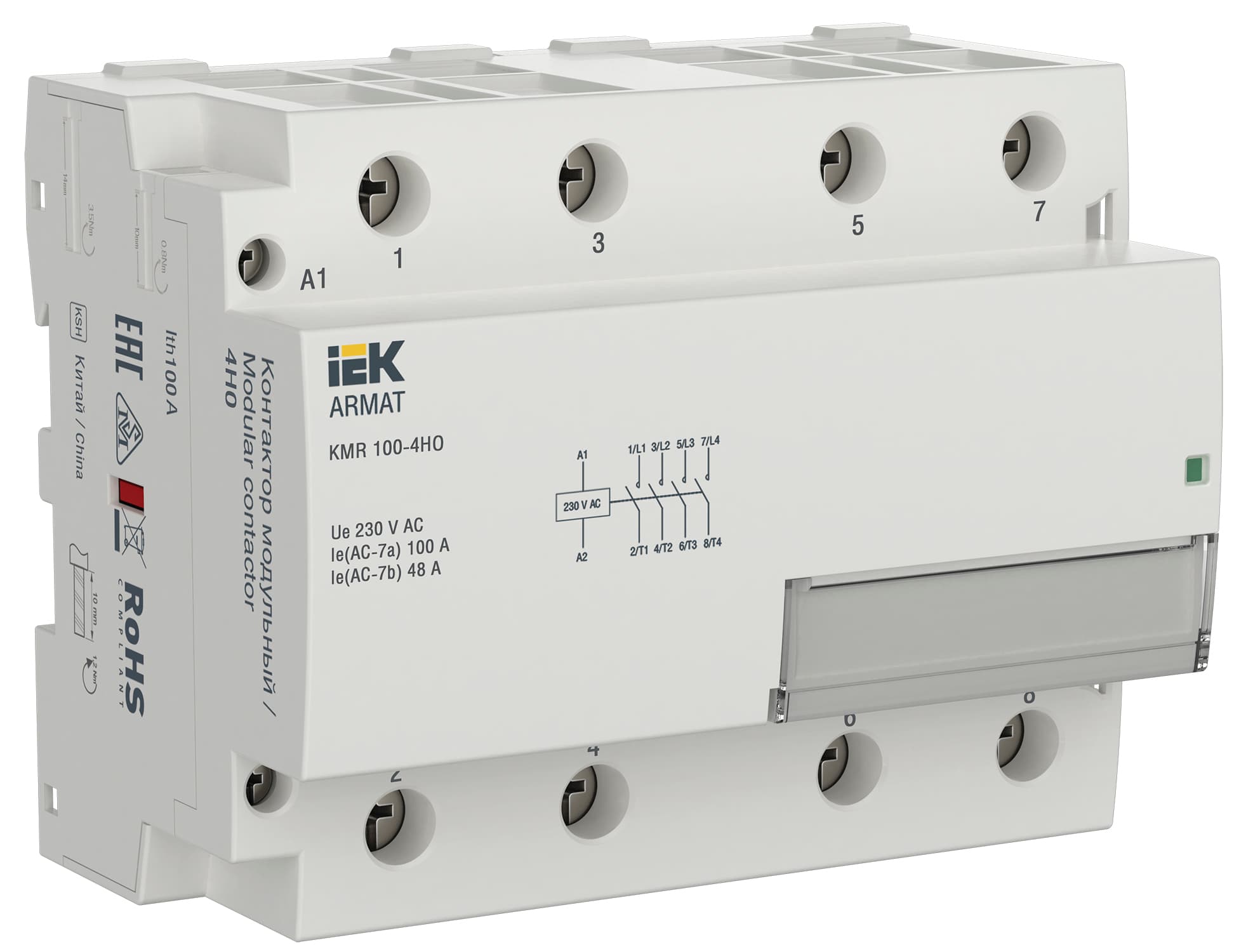 IEK ARMAT Контактор модульный KMR 100А 230В AC 4НО