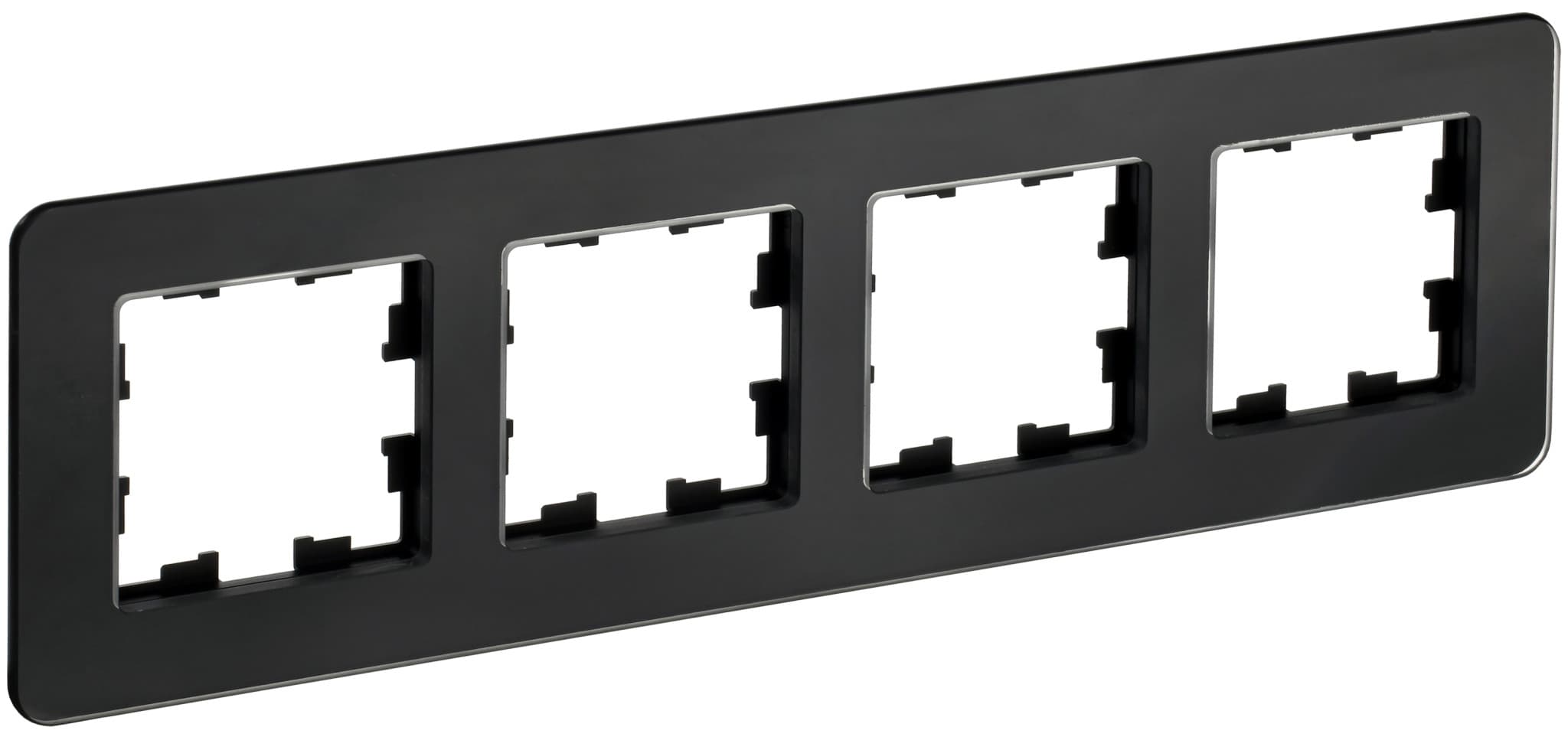 IEK BRITE DECOR  Черный матовый стекло скругл.угол Рамка 4-м РУ-4-2-Бр RE