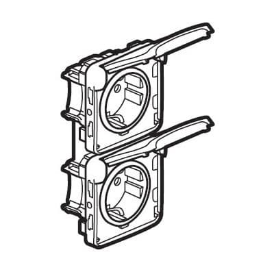 Legrand Plexo Серый Розетка 2-ая с/з с крышкой 2К+З нем.ст. верт. 16А 250В IP55 069577 — миниатюра 2