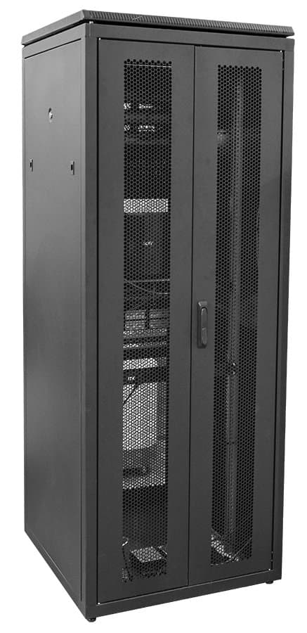 IEK LINEA N ITK Шкаф сетевой напольный 19" LINEA N 47U 800х800мм двустворчатая перфорированная дверь, задняя черный LN05-47U88-2PP