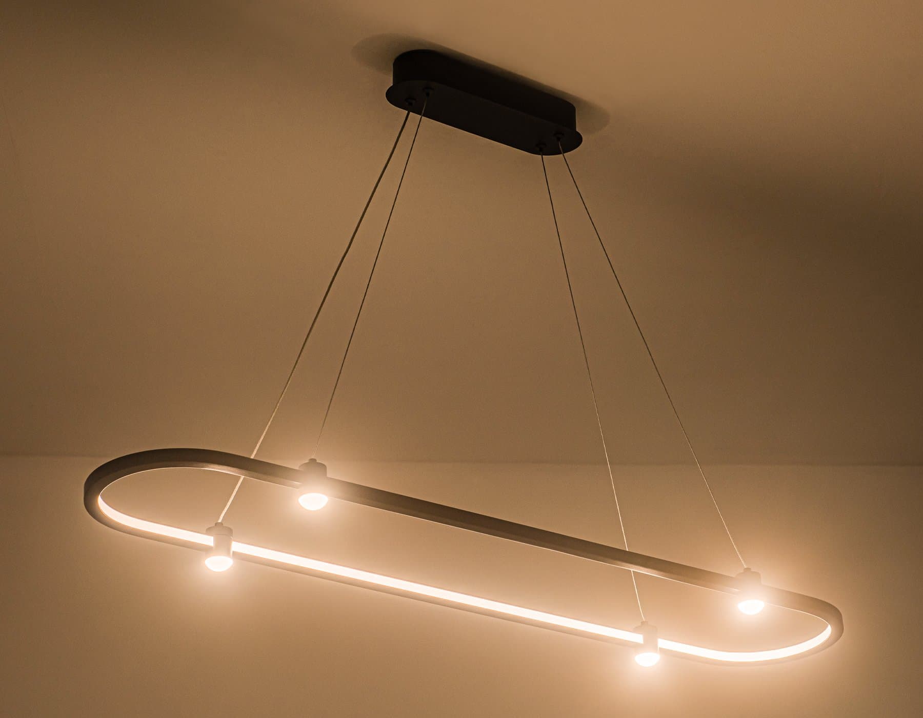 Ambrella Светильник подвесной светодиодный FL5589/1+4 BK черный 30W 3000K/4200K/6400K 1000*200*1300 (без ПДУ) — миниатюра 4