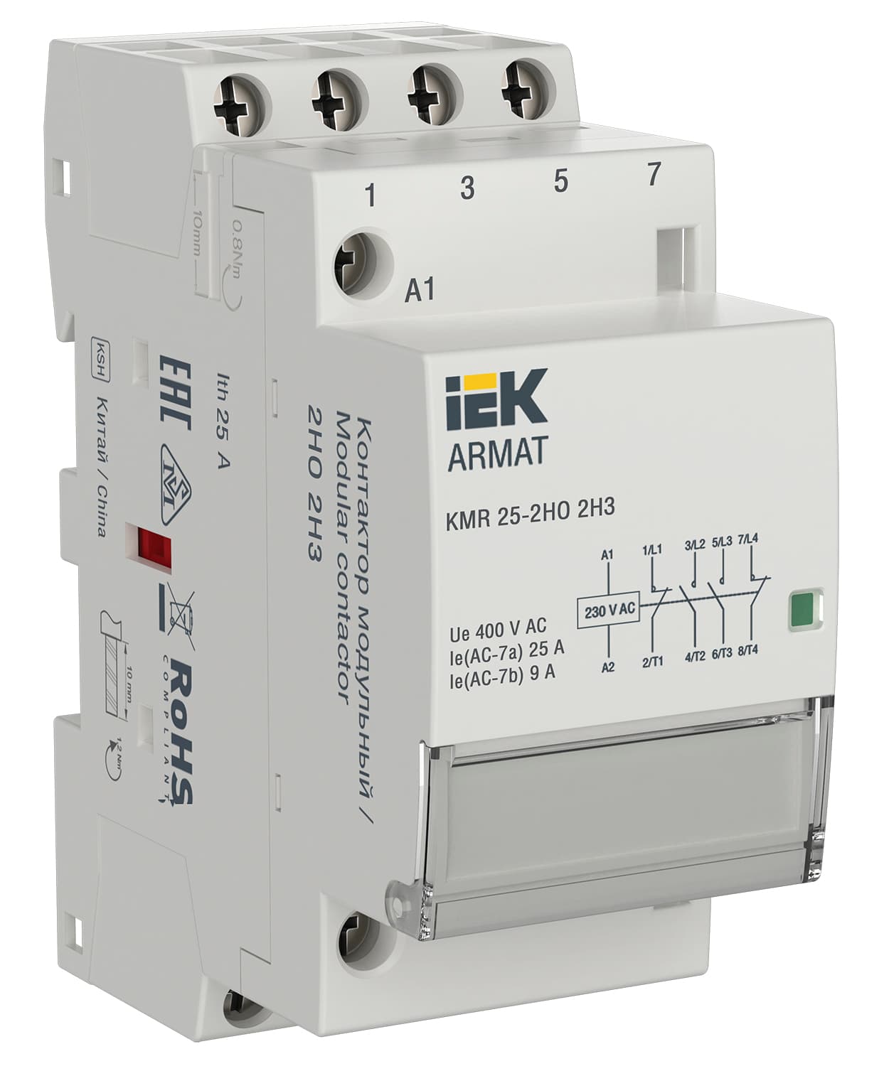 IEK ARMAT Контактор модульный KMR 25А 230В AC 2НО 2НЗ