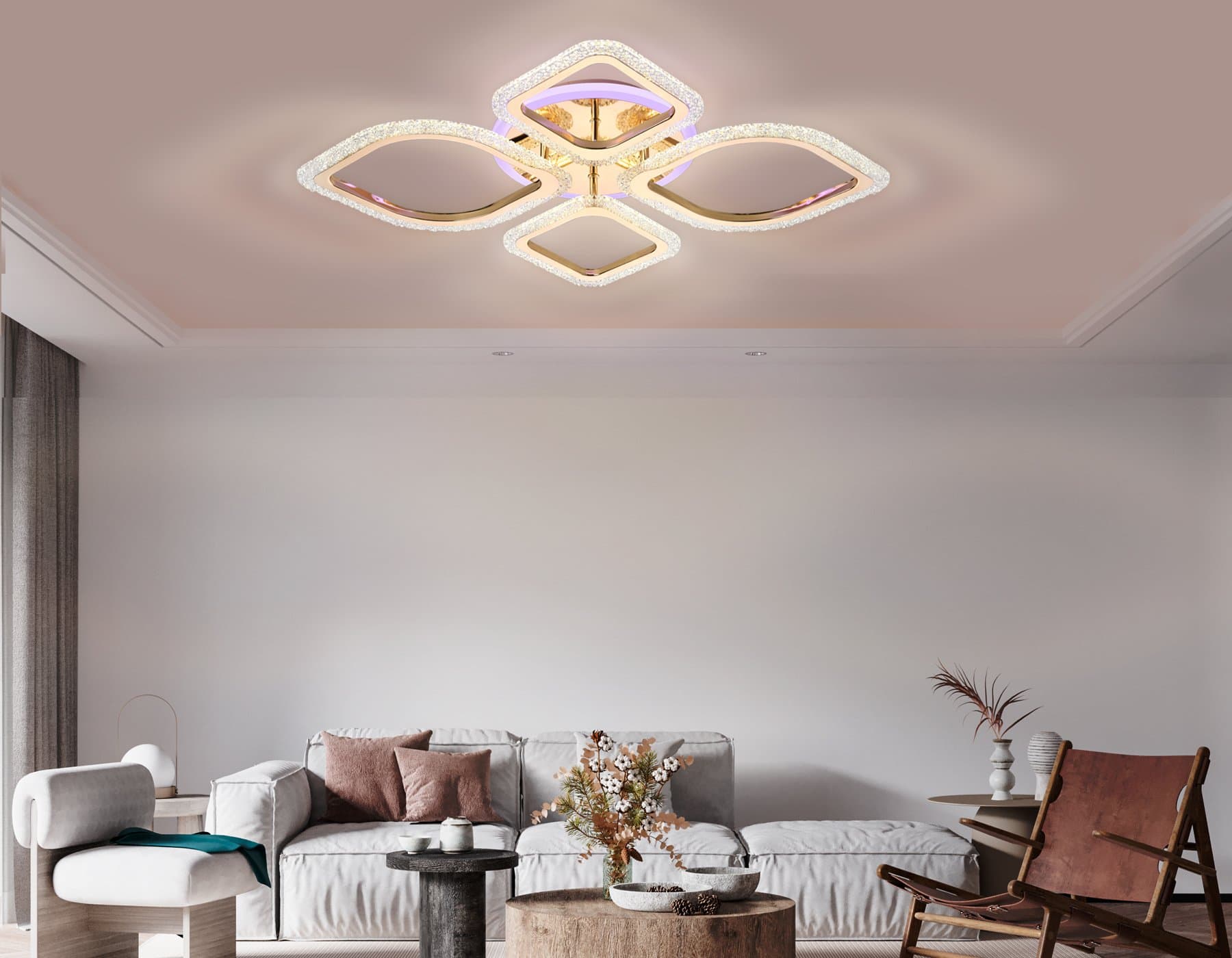 Ambrella Потолочный светодиодный светильник с пультом FA5149 GD золото 77W 680*630*90 (ПДУ РАДИО 2.4) — миниатюра 2