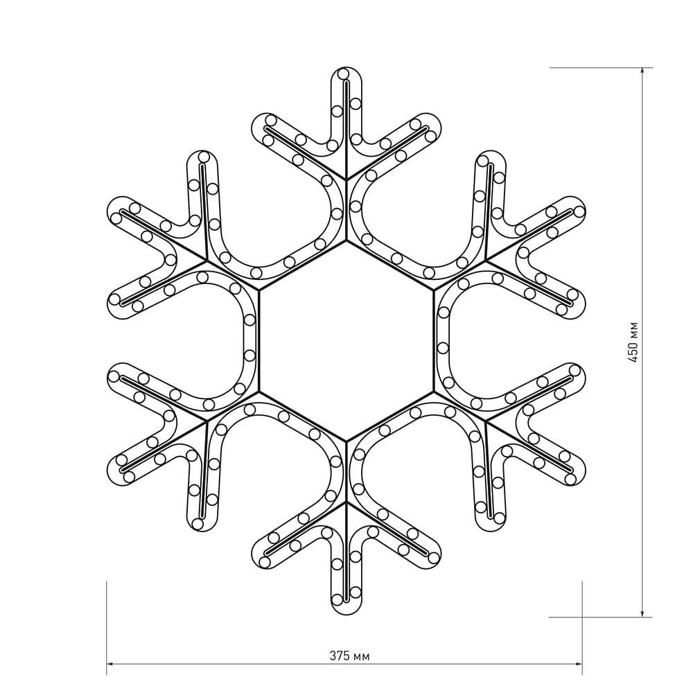 Arlight Фигура ARD-SNOWFLAKE-M7-450x375-126LED Warm (230V, 7.5W) (Ardecoled, IP65) 025315 — миниатюра 2